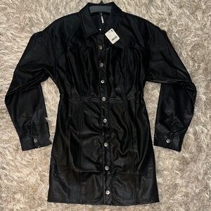 NWT Free People Amber Vegan‎ Long Sleeve Women’s Mini Dress Size 6